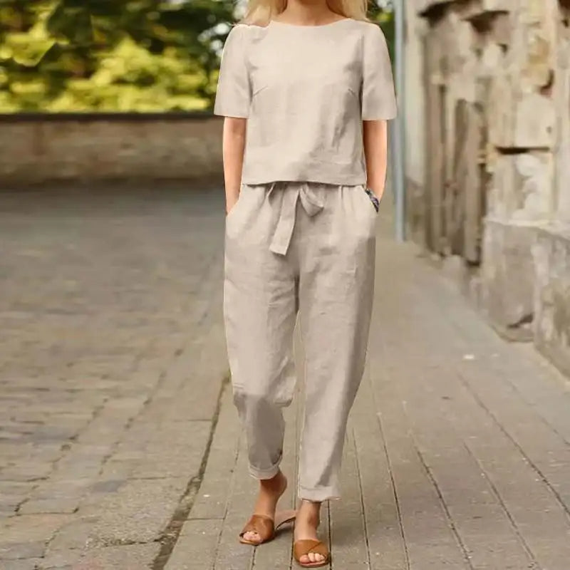 Karla | Dame Elegant To-delt Sæt med Top og Bukser