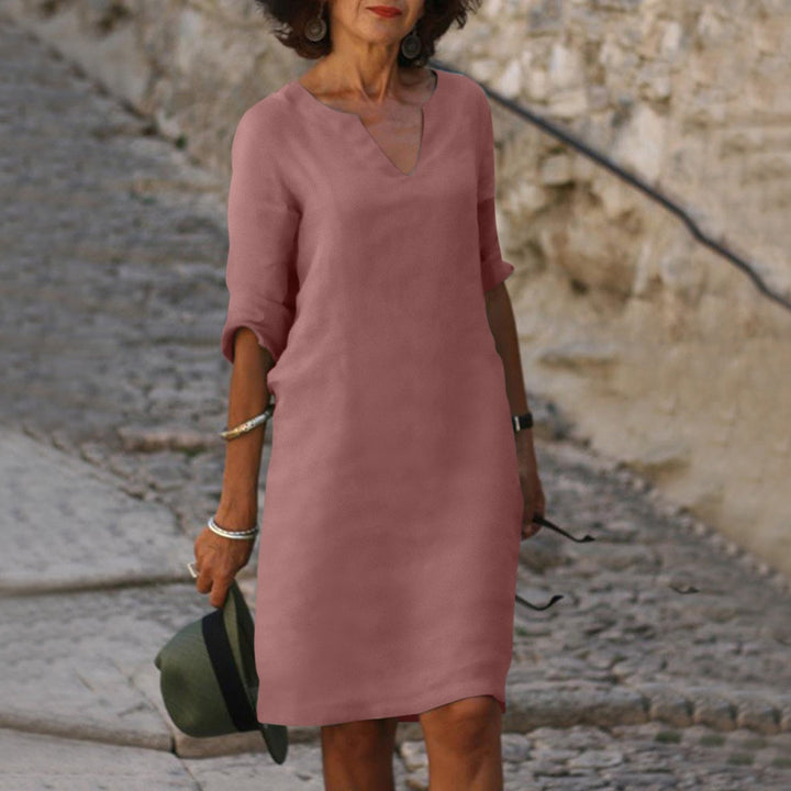 Clara | Dame Elegant Sommerkjole med V-udskæring