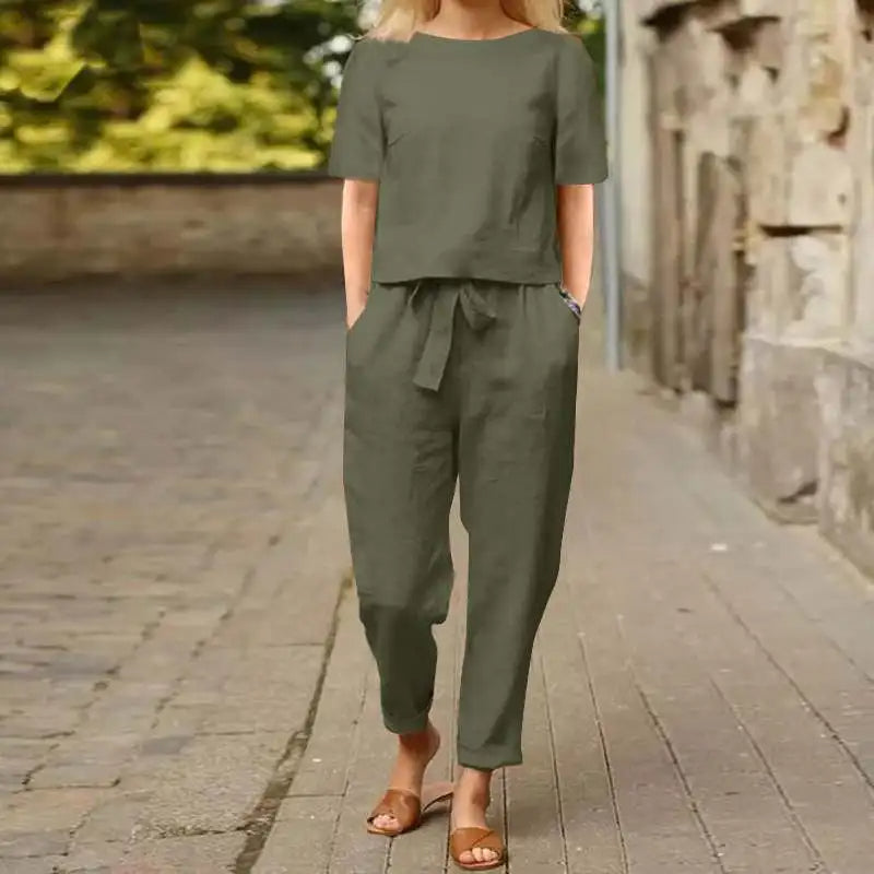 Karla | Dame Elegant To-delt Sæt med Top og Bukser