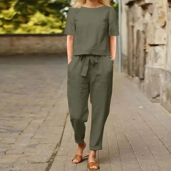Karla | Dame Elegant To-delt Sæt med Top og Bukser