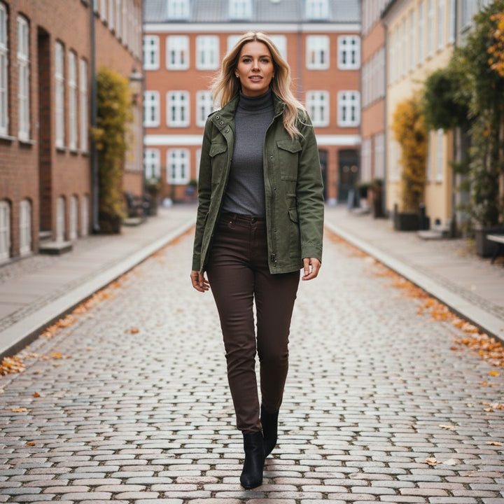 Sofie | Dame Elegant Mellemlang Jakke Med Foer
