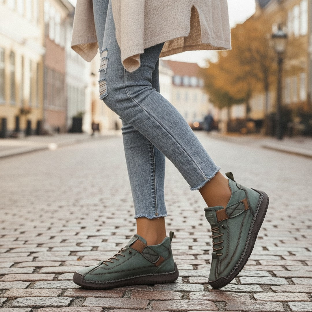 Frida | Dame Slip-on Sneakers med Velcro og Polstret Sål