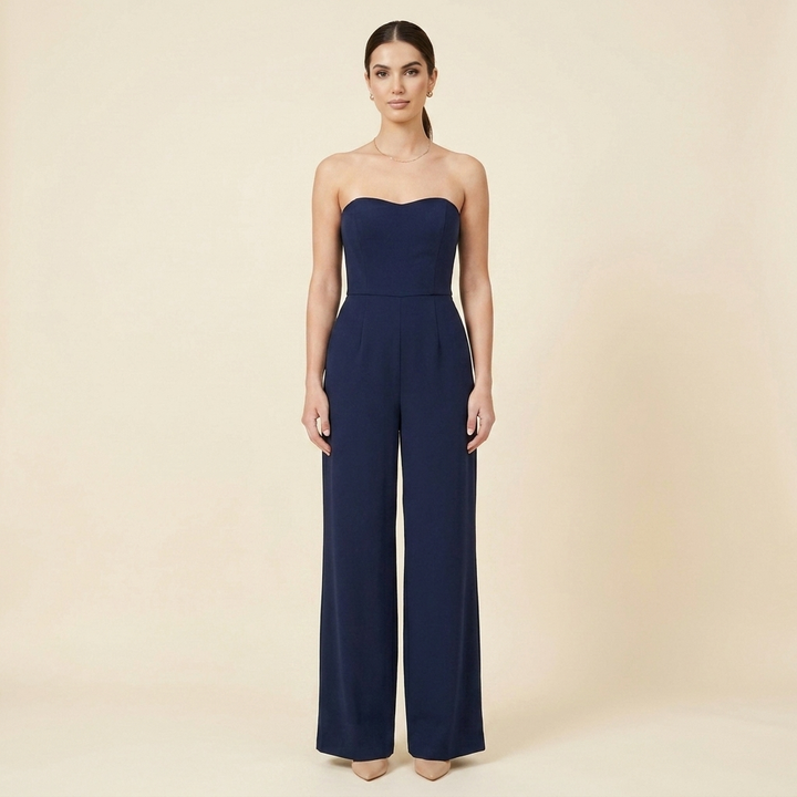 Agnes | Dame Stropløs Buksedragt - Korset Jumpsuit