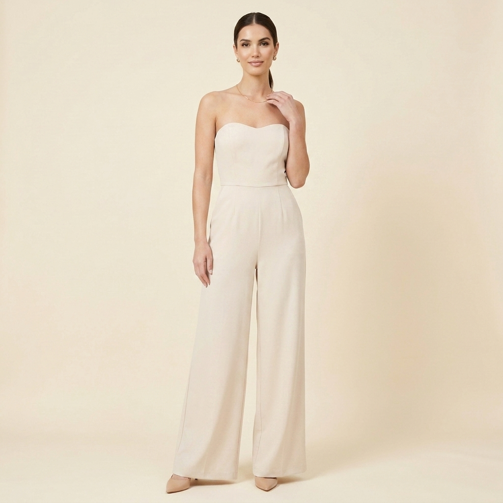 Agnes | Dame Stropløs Buksedragt - Korset Jumpsuit