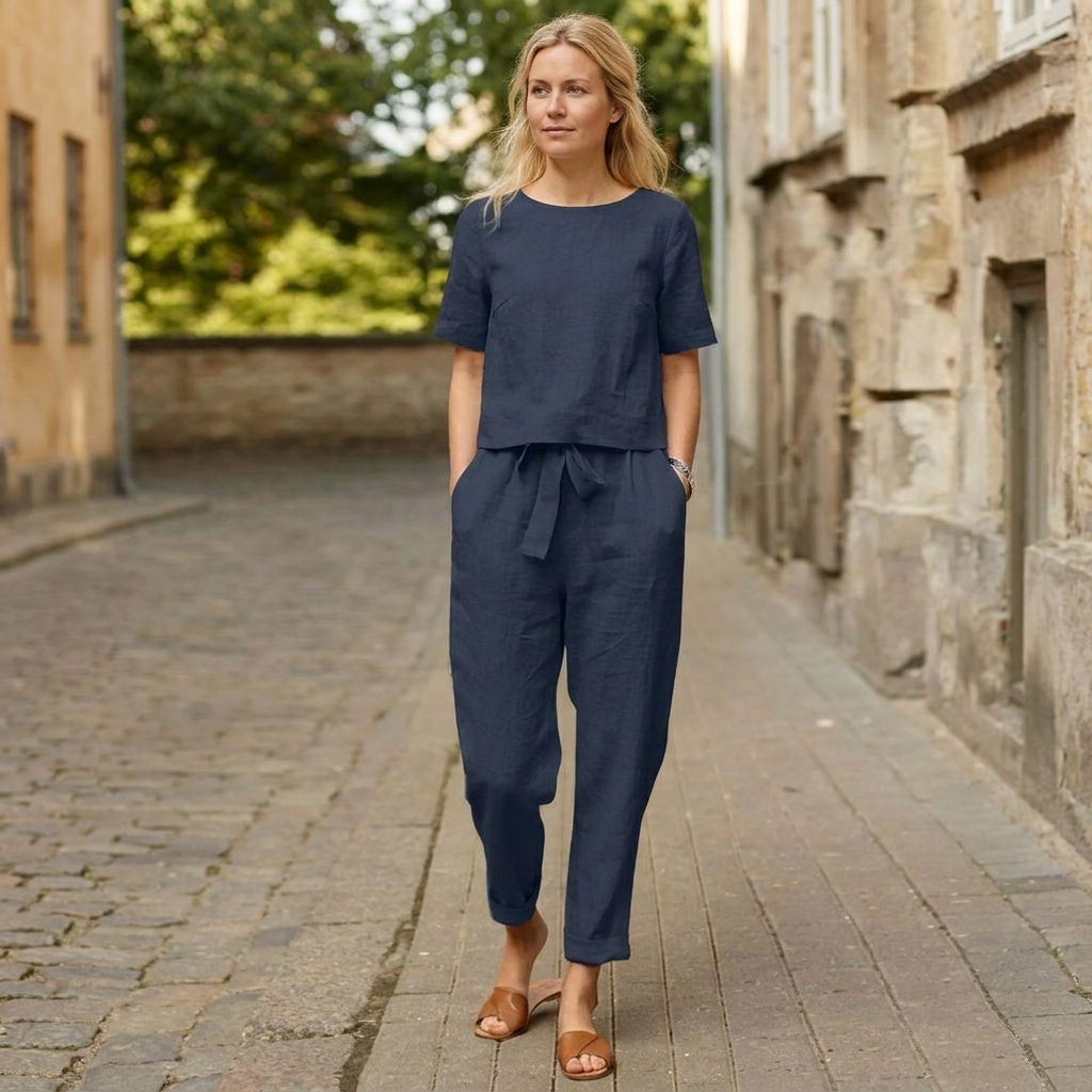 Karla | Dame Elegant To-delt Sæt med Top og Bukser