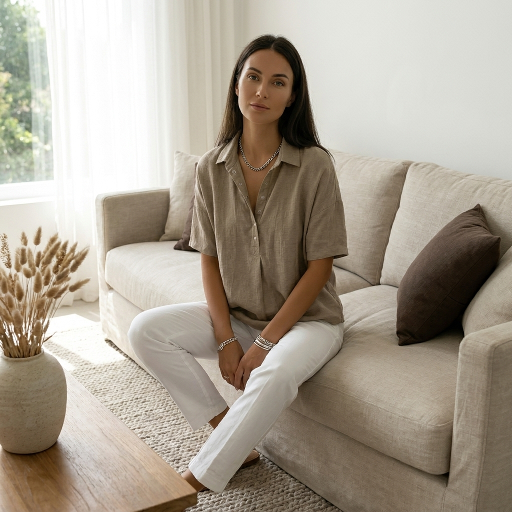 Emilie | Dame Casual Skjorte med Krave og Knaplukning