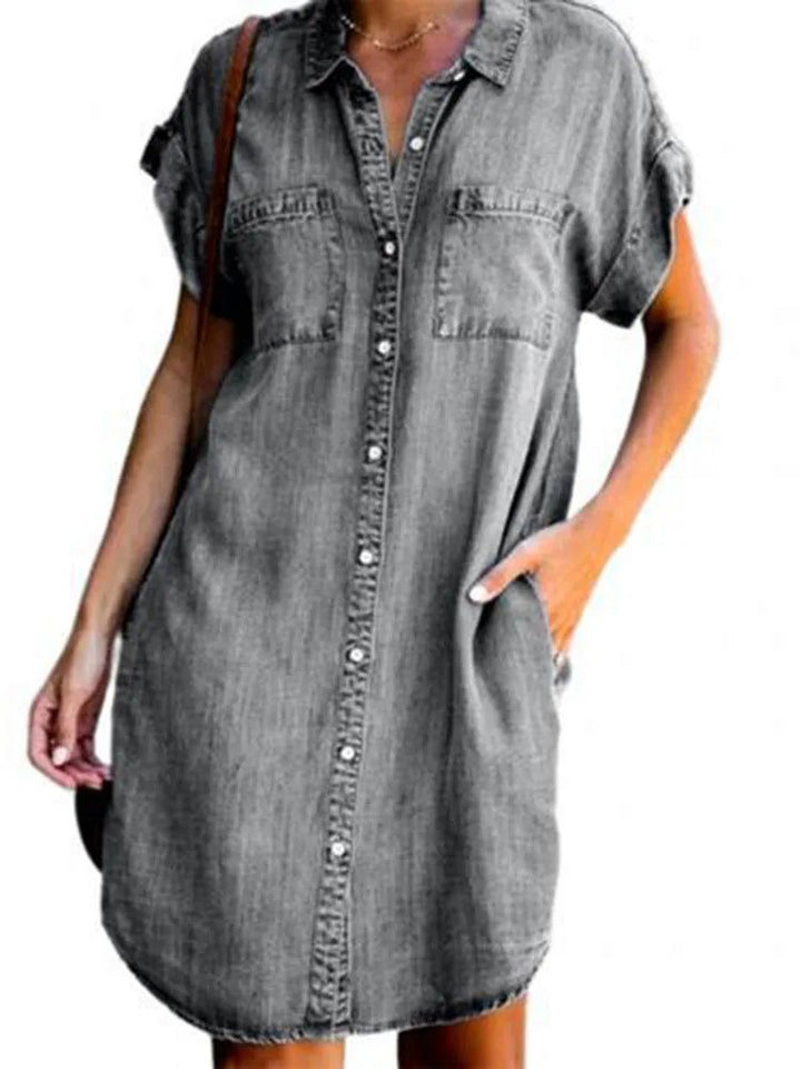 Sofie | Dame Denim Sommerkjole Med Knapper