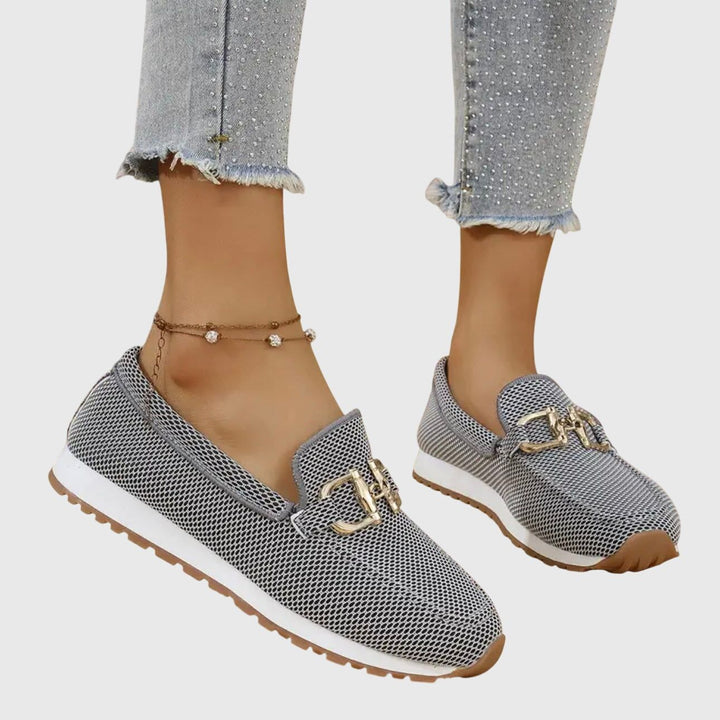 Sofie | Dame Loafers med Guldspænde og Komfortsål