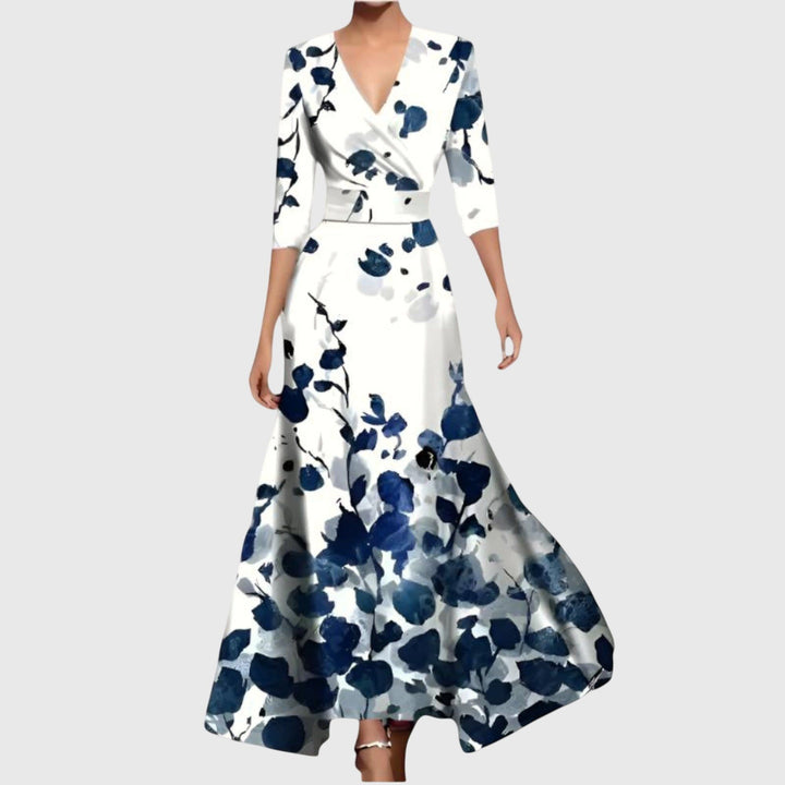 Cecilie | Dame Elegant Midi-Kjole med V-Neck