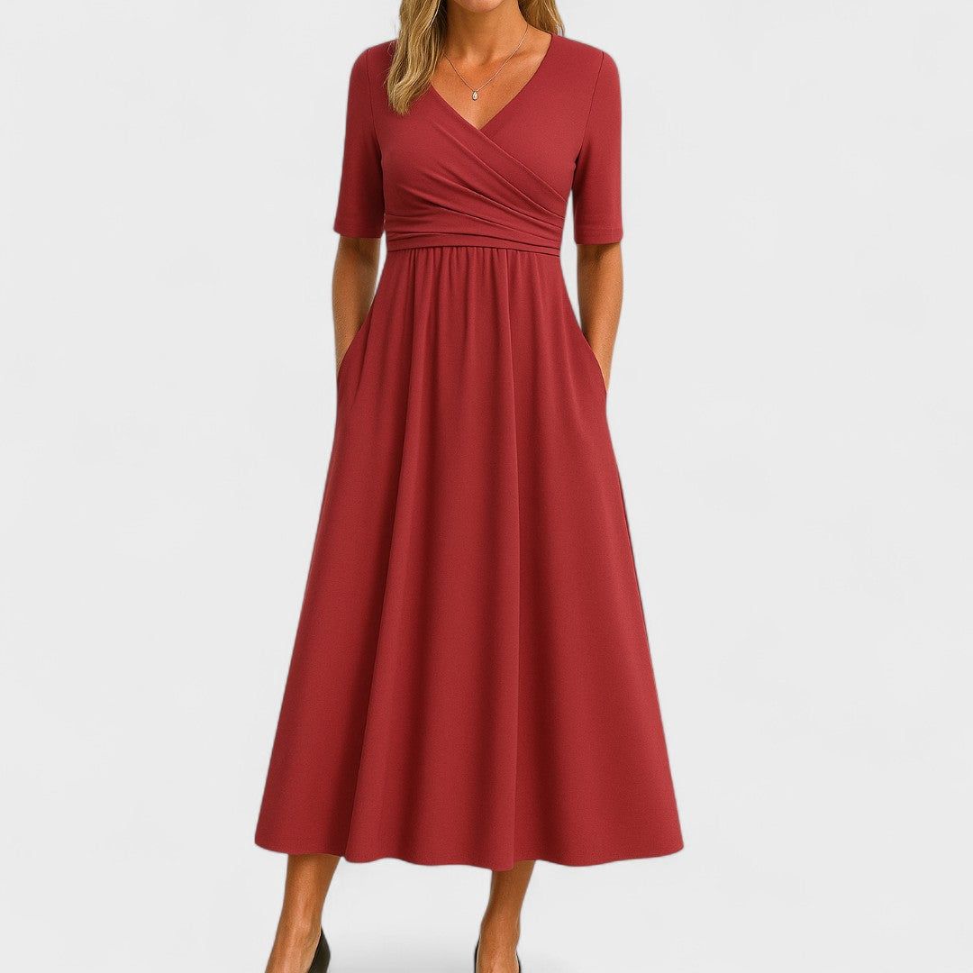Frida | Dame Elegant Wrap Midi Kjole